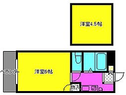 アップルハウス健軍1 1Kの間取図画像