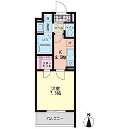 アドマイヤ是政 3階1Kの間取り