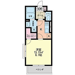 グルージャ 1Kの間取図画像