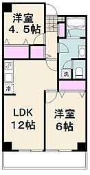 トップアイランドコーポ 2LDKの間取図画像