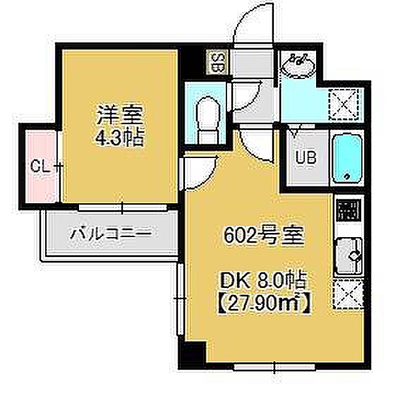 千葉県船橋市湊町1丁目(賃貸マンション1DK・6階・27.90㎡)の写真 その2