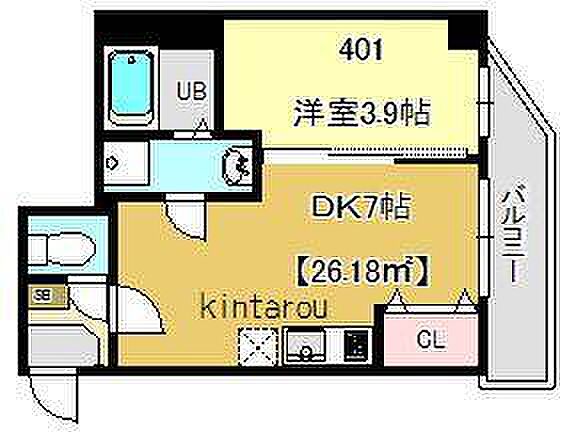 千葉県千葉市中央区長洲2丁目(賃貸マンション1DK・4階・27.86㎡)の写真 その2