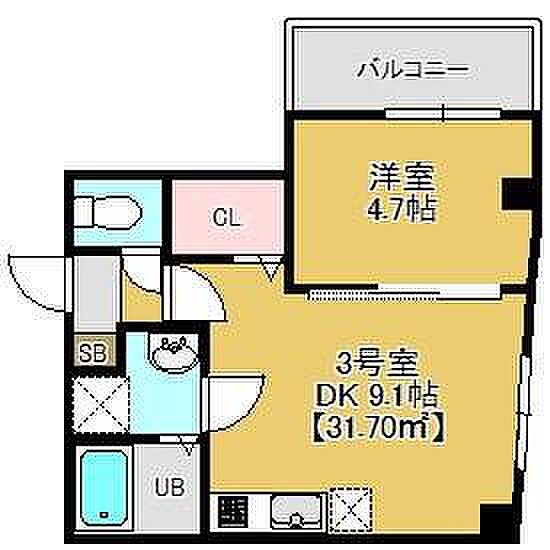 千葉県松戸市松戸(賃貸マンション1DK・5階・31.70㎡)の写真 その2
