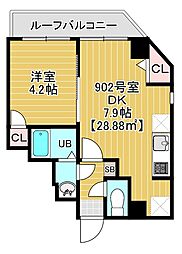 ソラトワーヌ 1DKの間取図画像