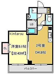 金太郎ヒルズ155 1DKの間取図画像