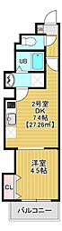 サザンクロス東千葉 1DKの間取図画像
