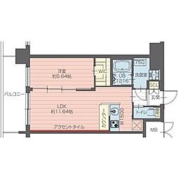西宮市常磐町マンション 1LDKの間取図画像