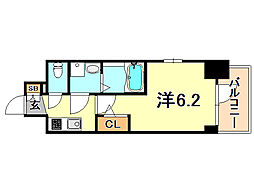 神戸高速東西線 高速神戸駅 徒歩7分の賃貸マンション 7階1Kの間取り