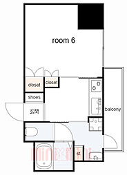 神戸市西神・山手線 大倉山駅 徒歩7分の賃貸マンション 5階1Kの間取り