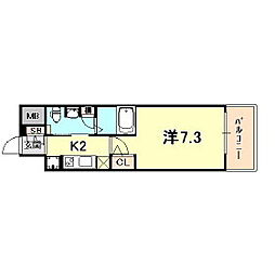 神戸高速東西線 新開地駅 徒歩2分の賃貸マンション 5階1Kの間取り