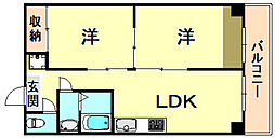 山陽電鉄本線 西代駅 徒歩5分の賃貸マンション 5階2LDKの間取り