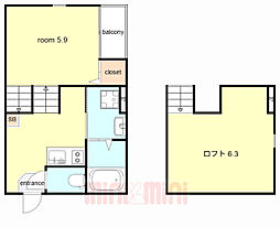 阪神本線 姫島駅 徒歩6分の賃貸アパート 1階ワンルームの間取り