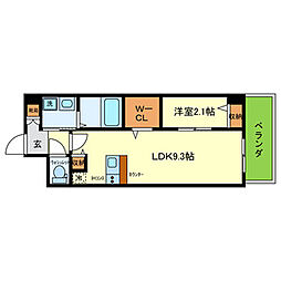 阪急伊丹線 伊丹駅 徒歩15分の賃貸マンション 3階1LDKの間取り