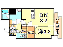 神戸高速東西線 西元町駅 徒歩3分の賃貸マンション 2階1DKの間取り