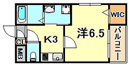 神戸市西神・山手線 大倉山駅 徒歩10分の賃貸マンション 3階1Kの間取り