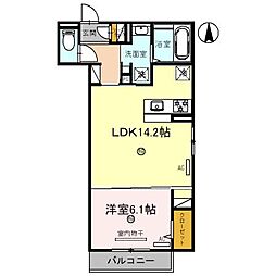 アルカンシエル 1LDKの間取図画像