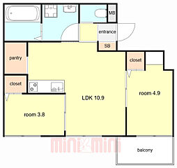 ビタミンテラス明石大久保 2LDKの間取図画像