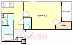JR東西線 加島駅 徒歩2分の賃貸アパート 1階1Kの間取り
