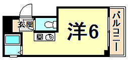 フラット鳴尾 ワンルームの間取図画像