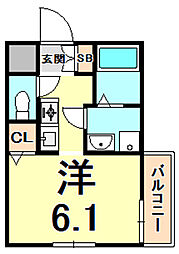 アメニティヒルズ2 1Kの間取図画像