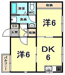 ヴィラセリゼー 2DKの間取図画像