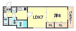 大谷町アネックス 1LDKの間取図画像