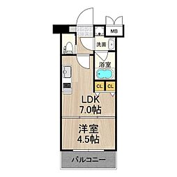 プレジオ西宮 1LDKの間取図画像