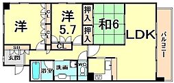 エレガンス甲子園 3LDKの間取図画像
