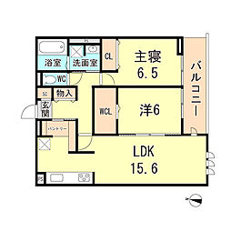 ウエスティー夙川 2LDKの間取図画像