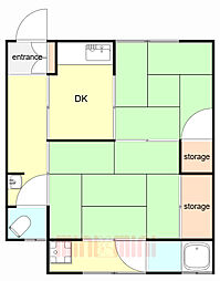 中田文化 2DKの間取図画像