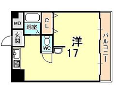 ラ・レジェール廣瀬 ワンルームの間取図画像