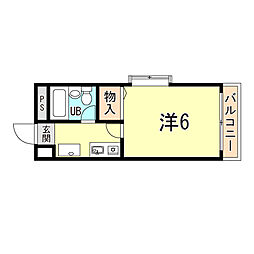 フラット甲東1 ワンルームの間取図画像
