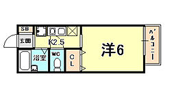 ベル・ピエス 1Kの間取図画像