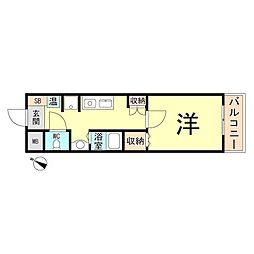ange夙川 1Kの間取図画像