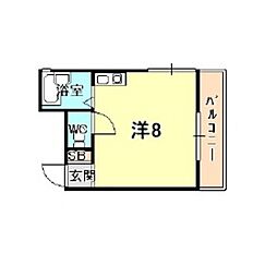 ドリームコート甲東園 ワンルームの間取図画像