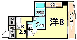 セレニテ甲子園 1Kの間取図画像