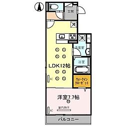 アルカンシエル 1LDKの間取図画像
