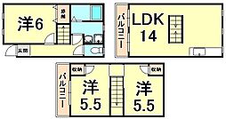 クレスト甲東園A棟 3LDKの間取図画像