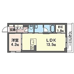PREMIAS川越 1LDKの間取図画像