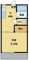 フォーブルタナベB 1Kの間取図画像