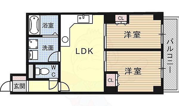 アダージオ若王寺 ｜兵庫県尼崎市若王寺２丁目(賃貸マンション2LDK・2階・42.00㎡)の写真 その2