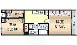 デイグラン　モンテヴィラ 2階2Kの間取り