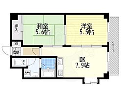 エスパシオ塚口 1階2DKの間取り
