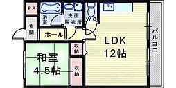 グレイスガーデン豊中 1LDKの間取図画像