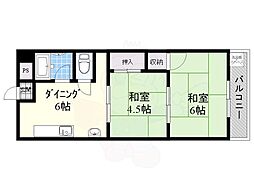 モリノブハイツ 2DKの間取図画像