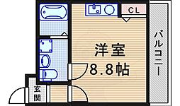 ノイヴェル杭瀬 ワンルームの間取図画像