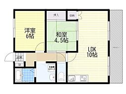 万代マンション・1 2LDKの間取図画像
