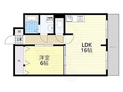 イマキタハイツ18 1LDKの間取図画像
