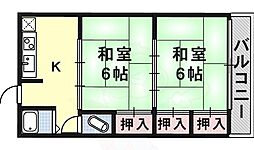 前田マンション 2Kの間取図画像