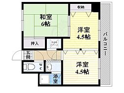 ハイツ淀2号館 2DKの間取図画像